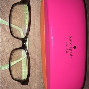 Kate spade glasses brown frames with green rimes